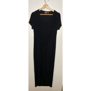 Chico’s Travelers Black Maxi Dress Size 1 (M/L) High Low Hem Stretch
